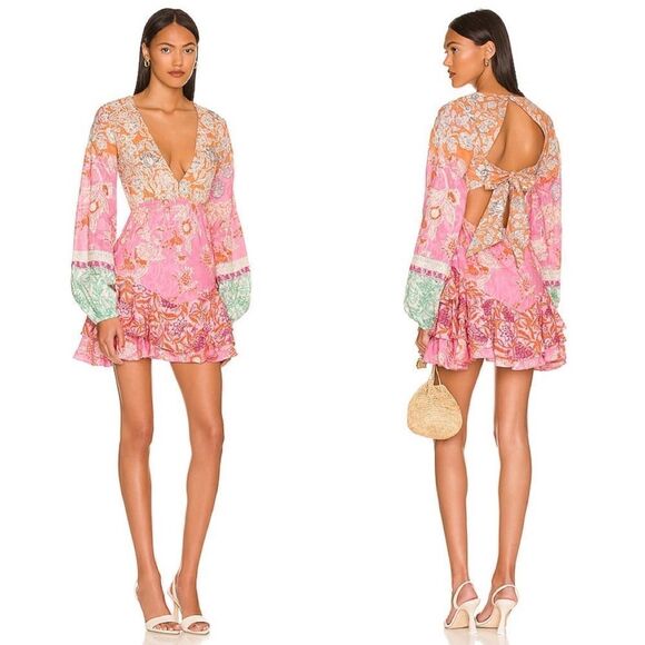 HEMANT AND NANDITA Sidra Ruffle Short Dress in Pink - Picture 2 of 12